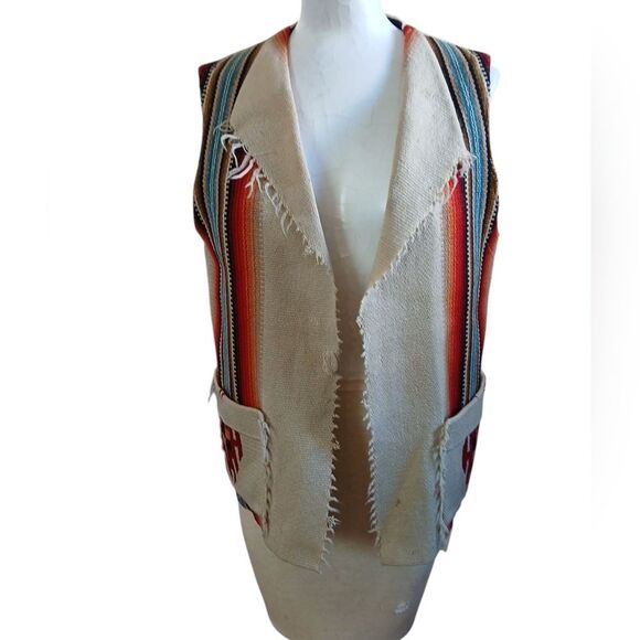 Authentic Chimayo  Hand Woven Publeo Indian Vest Vintage From 1940s - Picture 8 of 11